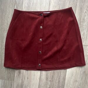 Jack by BB Dakota Burgundy Button-Up Mini Skirt